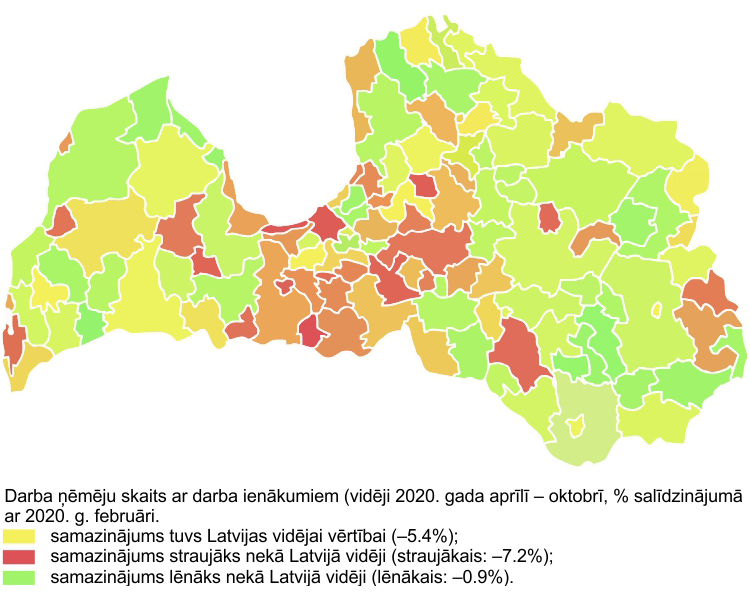 Dati par bezdarbu pa reģioniem