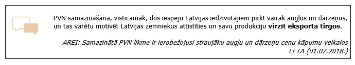 Pazemināta PVN likme augļiem un dārzeņiem varētu veicināt eksportu