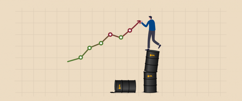 Naftas kannas un augošo cenu līkne, ilustratīvs attēls