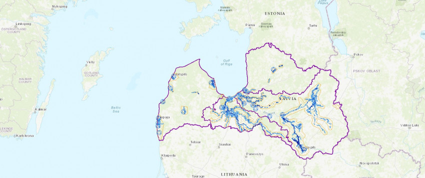 Ilustratīvs attēls: LVĢMC veidota plūdu karte